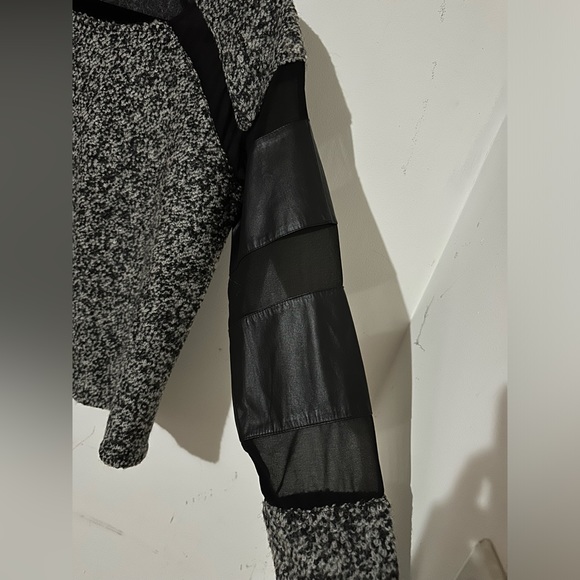 Nasty Gal Black and Gray Contrast Sweater Wool and Pigs Leather - Picture 3 of 6